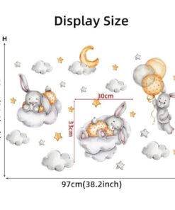 Stickers Etoile Grise Bébé Lapin Stickers Etoile Grise Bébé Lapin