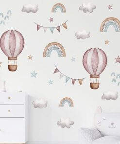 Stickers Chambre Fille - Montgolfières Arcs en Ciel Stickers Chambre Fille - Montgolfières Arcs en Ciel