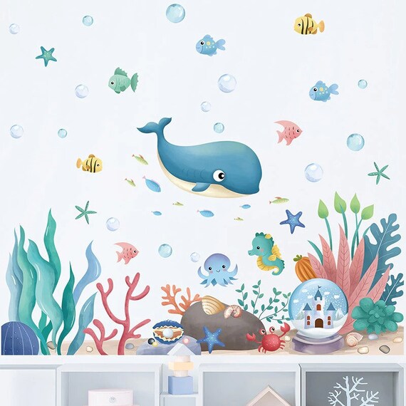 Stickers Chambre Bébé - Baleine dans la Mer