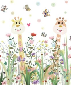 Stickers Chambre Bébé - Girafes Savane Papillons Stickers Chambre Bébé - Girafes Savane Papillons