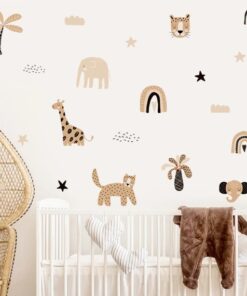 Alternative view of Stickers Chambre Bébé - Animaux de la Savane et Arc en Ciel