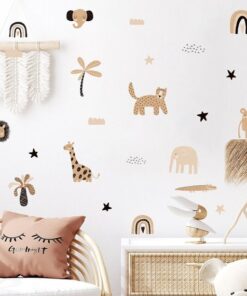 Stickers Chambre Bébé - Animaux de la Savane et Arc en Ciel Stickers Chambre Bébé - Animaux de la Savane et Arc en Ciel