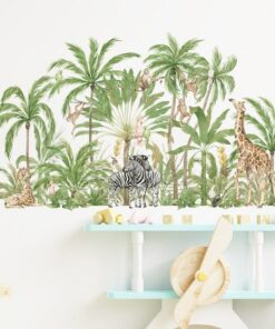 Stickers Chambre Bébé - Jungle Tropical Animaux Zèbres