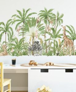 Stickers Chambre Bébé - Jungle Tropical Animaux Zèbres