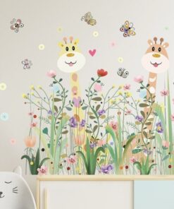 Alternative view of Stickers Chambre Bébé - Girafes Savane Papillons