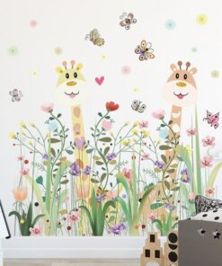 Stickers Chambre Bébé - Girafes Savane Papillons Stickers Chambre Bébé - Girafes Savane Papillons