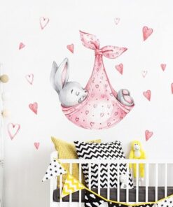 Alternative view of Stickers Chambre Bébé - Lapin Hamac Rose