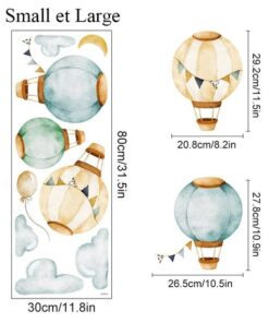 Stickers Chambre Bébé - Animaux de la Savane et Montgolfières Stickers Chambre Bébé - Animaux de la Savane et Montgolfières