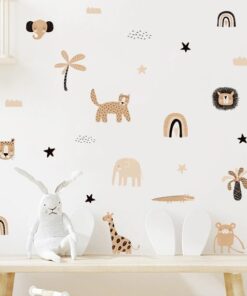 Stickers Chambre Bébé - Animaux de la Savane et Arc en Ciel Stickers Chambre Bébé - Animaux de la Savane et Arc en Ciel