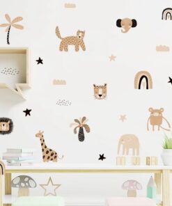 Stickers Chambre Bébé - Animaux de la Savane et Arc en Ciel Stickers Chambre Bébé - Animaux de la Savane et Arc en Ciel