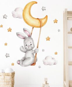 Stickers Gris Lapin Lune