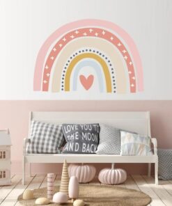 Stickers Chambre Fille - Arc en ciel Rose Coeur Stickers Chambre Fille - Arc en ciel Rose Coeur