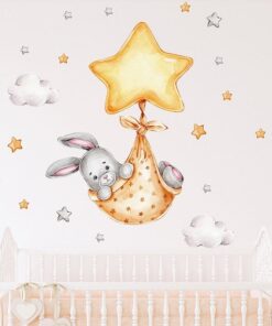 Stickers Chambre Fille - Animaux Lapin Hamac Stickers Chambre Fille - Animaux Lapin Hamac