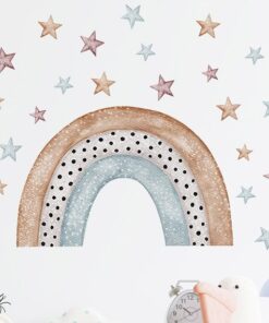 Stickers Chambre Bébé - Arc en Ciel Etoiles