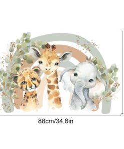 Stickers Chambre Bébé - Animaux Savane Arc en Ciel