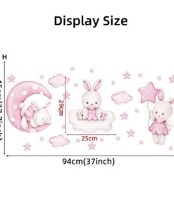 Stickers Chambre Fille - Lapins Animaux Roses Stickers Chambre Fille - Lapins Animaux Roses