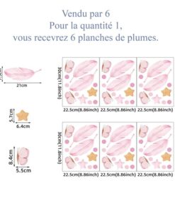 Stickers Chambre Bébé - Plumes Roses Etoiles