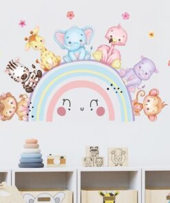 Alternative view of Stickers Chambre Fille - Animaux Arc en Ciel