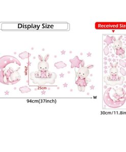 Stickers Chambre Fille - Lapins Animaux Roses Stickers Chambre Fille - Lapins Animaux Roses