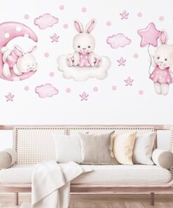 Alternative view of Stickers Chambre Fille - Lapins Animaux Roses