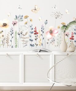 Stickers Chambre Bébé - Fleurs Papillons