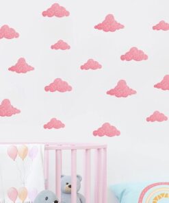 Stickers Chambre Bébé - Nuages Roses Fille