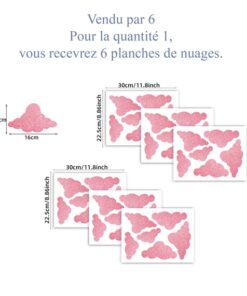 Alternative view of Stickers Chambre Bébé - Nuages Roses Fille