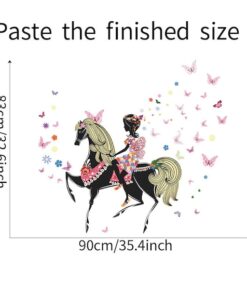 Stickers Chambre Fille - Cheval Princesse Papillons Stickers Chambre Fille - Cheval Princesse Papillons