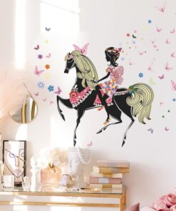 Stickers Chambre Fille - Cheval Princesse Papillons Stickers Chambre Fille - Cheval Princesse Papillons