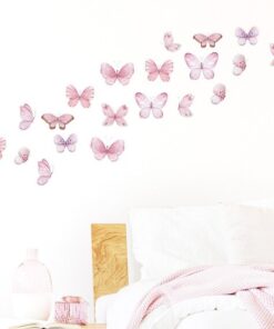 Stickers Chambre Fille - Papillons Roses