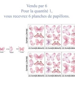 Stickers Chambre Fille - Papillons Roses