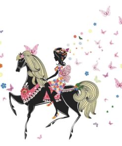 Stickers Chambre Fille - Cheval Princesse Papillons Stickers Chambre Fille - Cheval Princesse Papillons