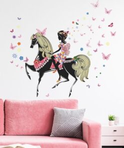 Stickers Chambre Fille - Cheval Princesse Papillons Stickers Chambre Fille - Cheval Princesse Papillons