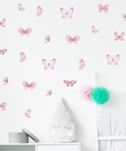 Stickers Chambre Fille - Papillons Roses