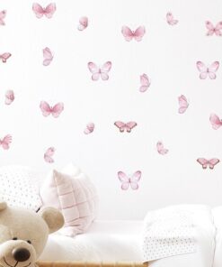 Stickers Chambre Fille - Papillons Roses