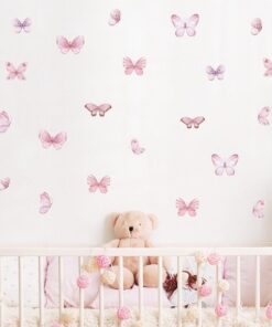 Stickers Chambre Fille - Papillons Roses