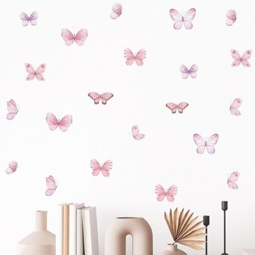 Stickers Chambre Fille - Papillons Roses
